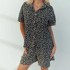 HENLY 101 Daises Black and White Women's Casual Lounge Set